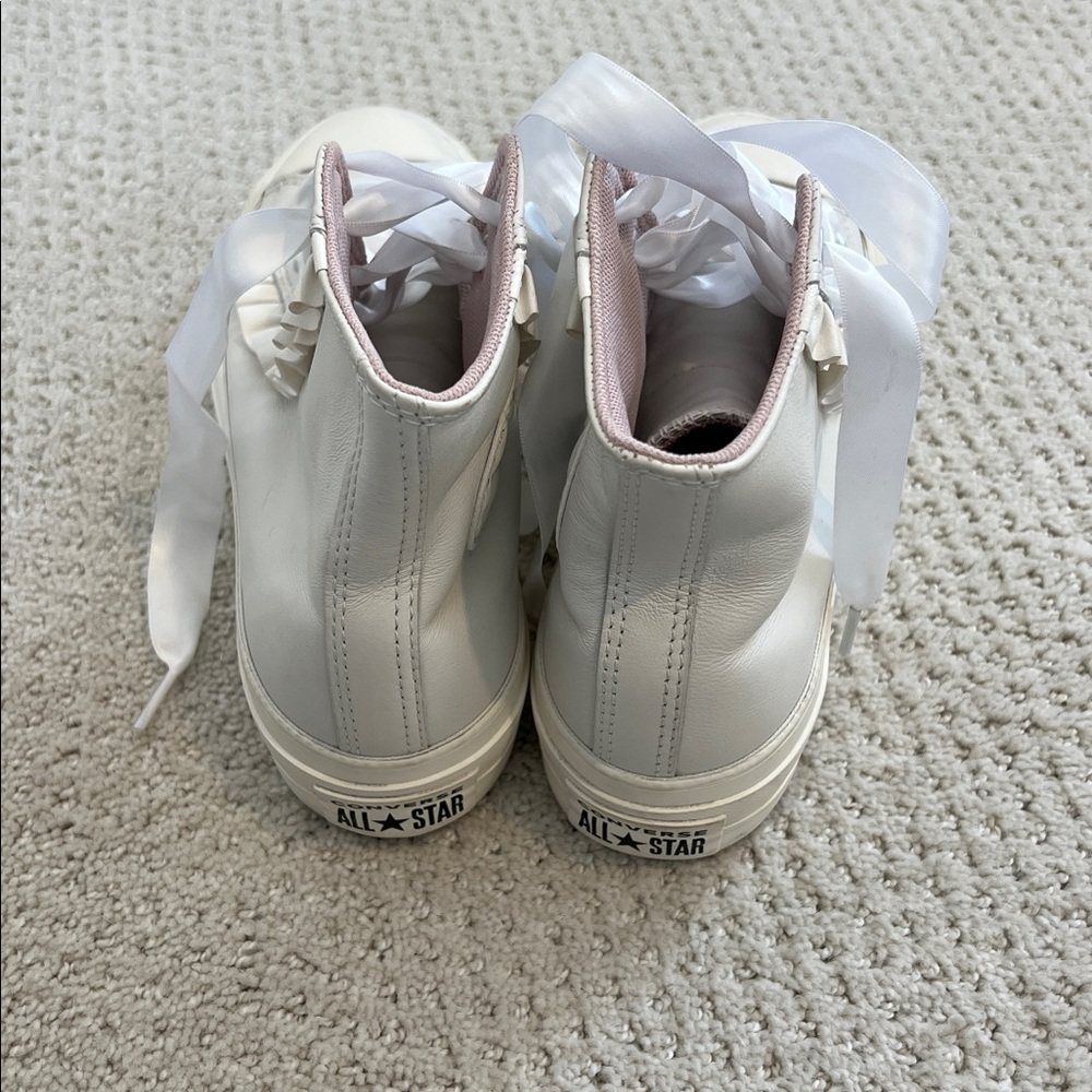 Converse Chuck Taylor Lift Hi Leather Sneakers with Ruffle Detail - Picture 6 of 9